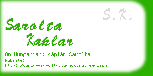 sarolta kaplar business card