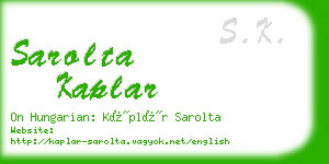 sarolta kaplar business card